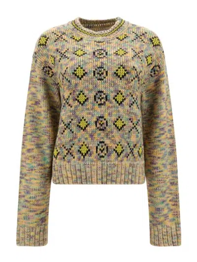 Re/done 50s Crewneck Sweater In Xo Rainbow In Green
