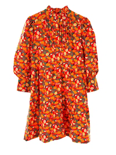 Shop Emily Lovelock Julia Dress In Orange Multi In Red