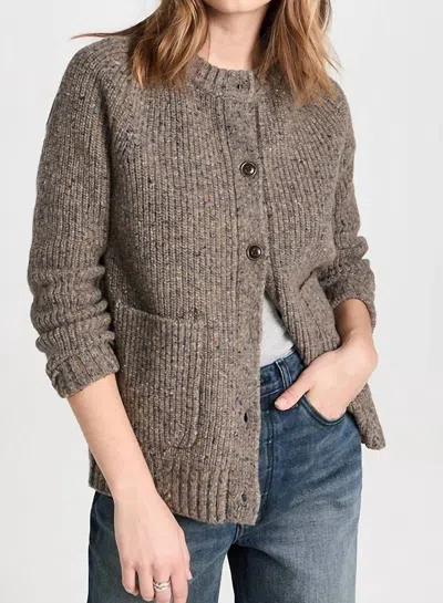 Shop Alex Mill Chunky Rib Cardigan In Donegal In Bark In Brown