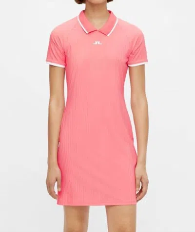 Shop J. Lindeberg April Golf Dress In Tropical Coral In Pink