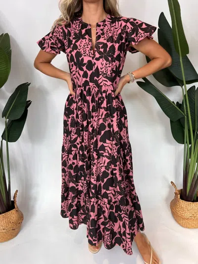 Shop Oliphant V-neck Maxi In Pink In Multi