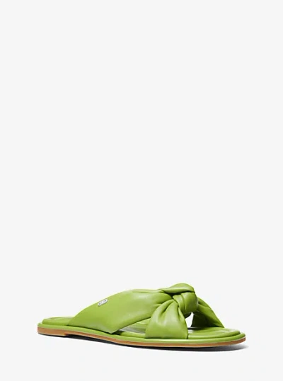 Shop Michael Kors Elena Leather Slide Sandal In Green