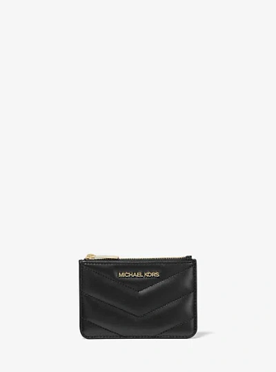 Shop Michael Kors Jet Set Travel Small Quilted Coin Pouch In Black