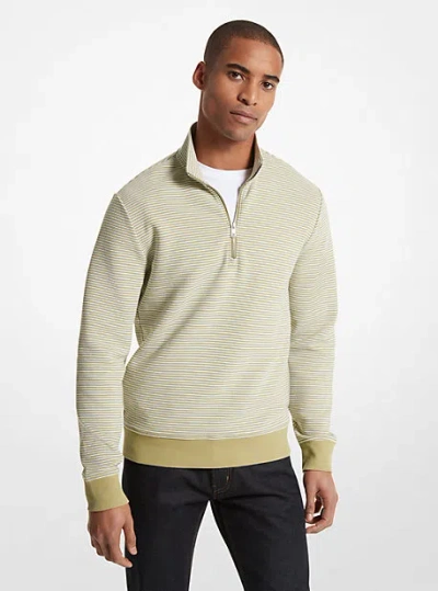 Shop Michael Kors Cotton Blend Half-zip Sweater In Green