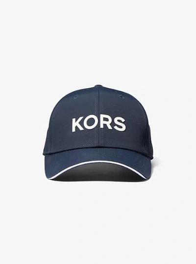 Shop Michael Kors Kors Embroidered Nylon Baseball Hat In Blue