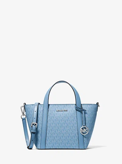 Shop Michael Kors Pratt Small Signature Logo Tote Bag In Blue