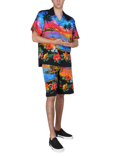 Shop Dolce & Gabbana Bermuda Shorts With Sunset Print In Multicolour