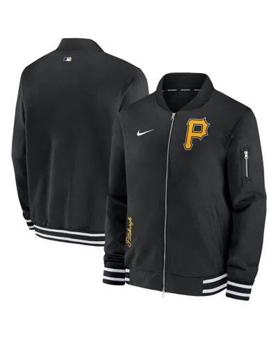 Shop Nike Men's  Black Pittsburgh Pirates Authentic Collection Full-zip Bomber Jacket
