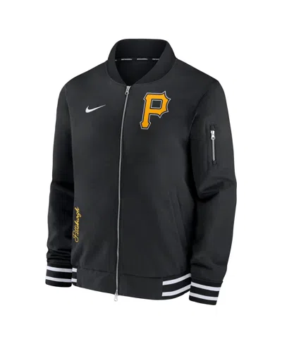 Shop Nike Men's  Black Pittsburgh Pirates Authentic Collection Full-zip Bomber Jacket