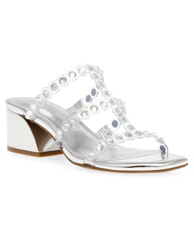 Shop Anne Klein Women's Malti Block Heel Sandals In Clear Crystal,silver