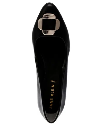 Anne Klein Sarina Pointed Toe Wedge Pump In Black Smooth