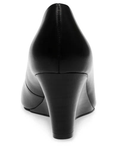 Shop Anne Klein Women's Sophie Pointed Toe Wedge Pumps In Black Smooth
