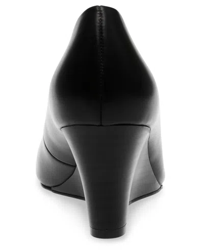 Anne Klein Sarina Pointed Toe Wedge Pump In Black Smooth