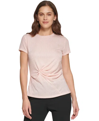 Shop Dkny Petite Side-knot Top In Peony