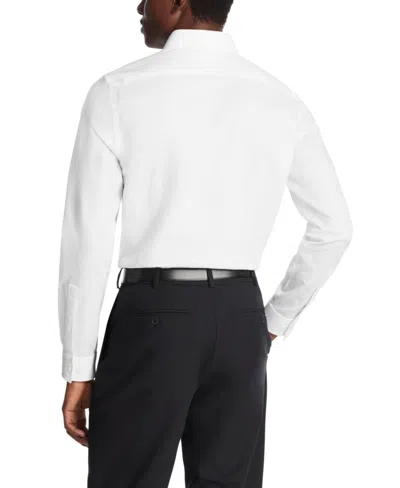 Shop Michael Kors Men's Slim Fit Cotton Linen Untucked Solid Dress Shirt In White