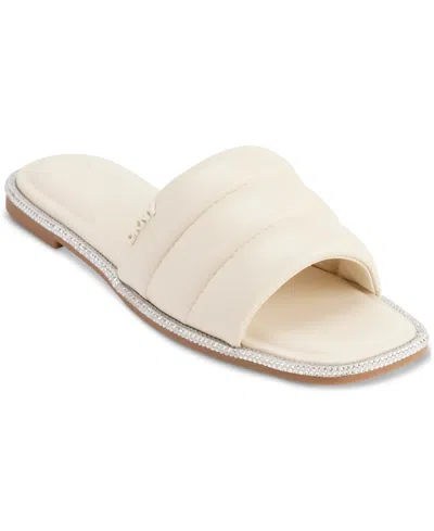 Shop Dkny Bethea Quilted Slip-on Slide Sandals In Bone