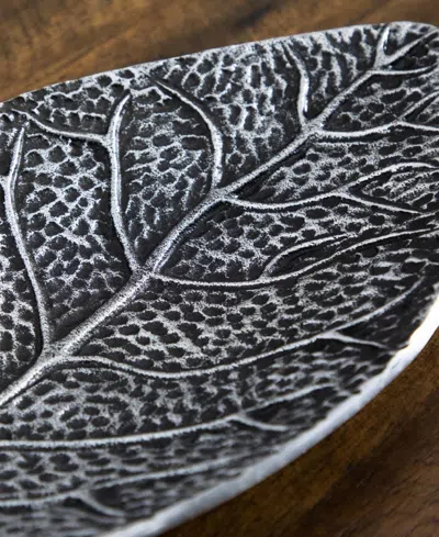 Nearly Natural 16in. Antique Leaf Decorative Accent Tray In Grey