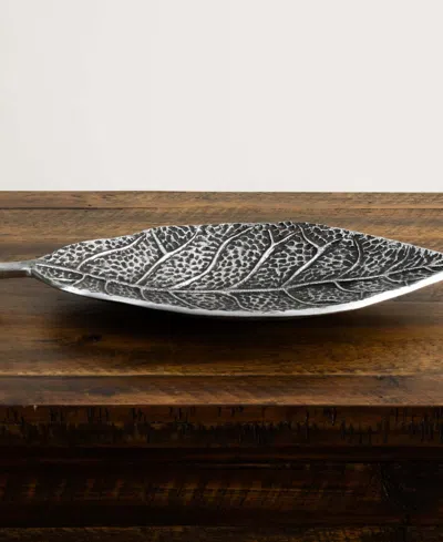 Nearly Natural 16in. Antique Leaf Decorative Accent Tray In Grey