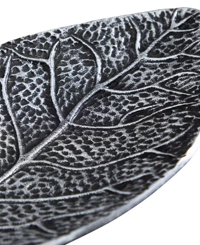 Nearly Natural 16in. Antique Leaf Decorative Accent Tray In Grey