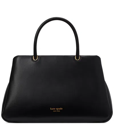 Shop Kate Spade Grace Smooth Leather Small Satchel In Black