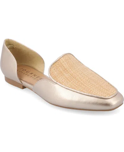 Journee Collection Kennza Womens Moc Closed Toe Loafers In Gold