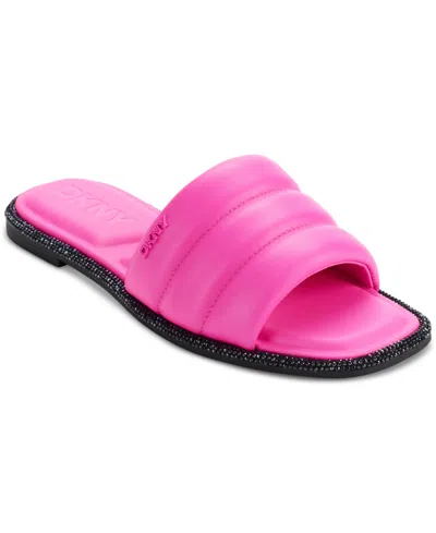 Shop Dkny Bethea Quilted Slip-on Slide Sandals In Shocking Pink