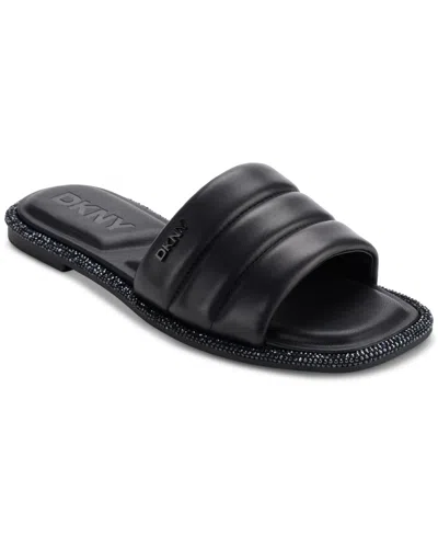 Shop Dkny Bethea Quilted Slip-on Slide Sandals In Black
