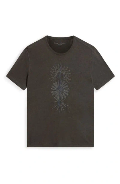 Shop John Varvatos Dagger Embroidered T-shirt In Carbon Grey