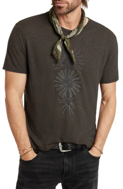 Shop John Varvatos Dagger Embroidered T-shirt In Carbon Grey
