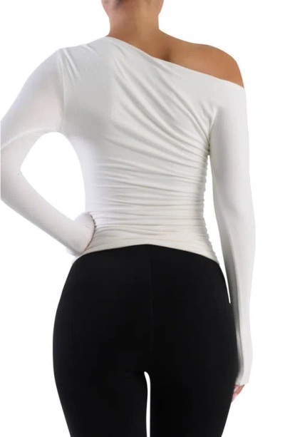 Naked Wardrobe Ruched One-shoulder Top In White