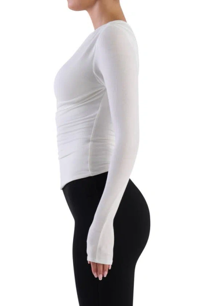 Naked Wardrobe Ruched One-shoulder Top In White