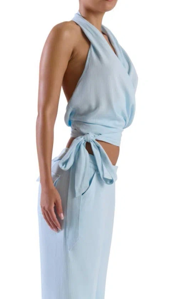 Shop Naked Wardrobe So Wrapped Up Halter Top In Blue Smoke