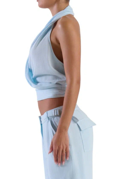 Shop Naked Wardrobe So Wrapped Up Halter Top In Blue Smoke
