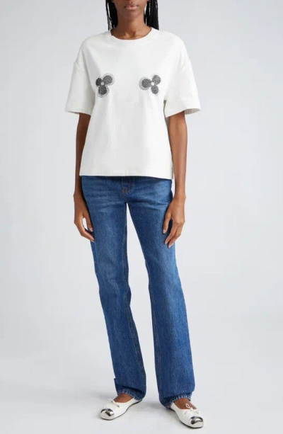 Shop Area Crystal Embellished Flowers Oversize T-shirt In Whipped White