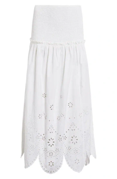 Shop Allsaints Alex Eyelet Embroidery Cotton Skirt In Off White