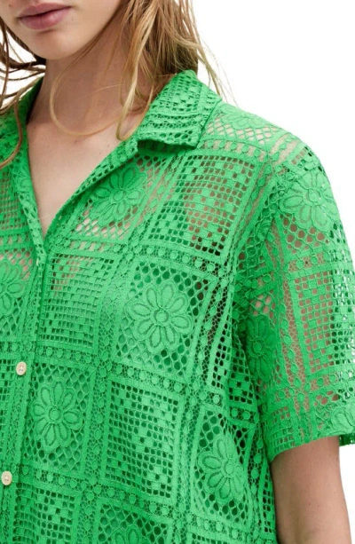 Shop Allsaints Athea Embroidery Shirtdress In Spectra Green