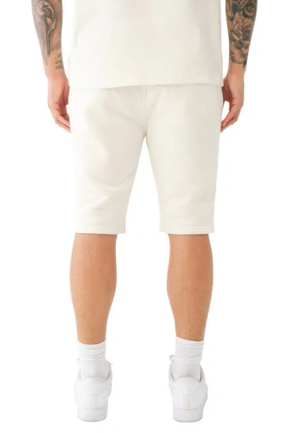 Shop True Religion Brand Jeans Tiger Cotton Blend Sweat Shorts In Winter White