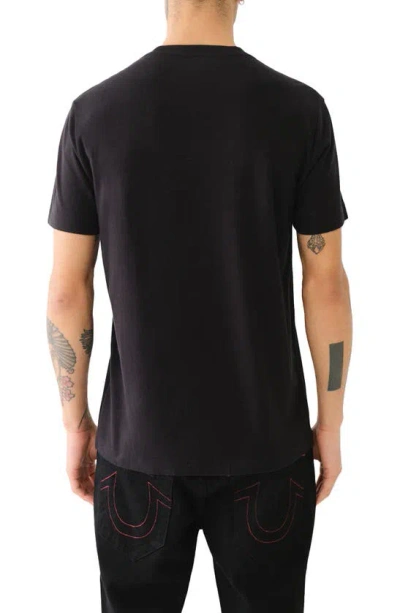 Shop True Religion Brand Jeans Frayed Arch Cotton Graphic T-shirt In Jet Black