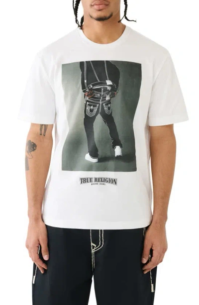 Shop True Religion Brand Jeans Relaxed Cotton Graphic T-shirt In Optic White