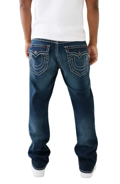 Shop True Religion Brand Jeans Ricky Big T Flap Straight Leg Jeans In Diver Dark Wash