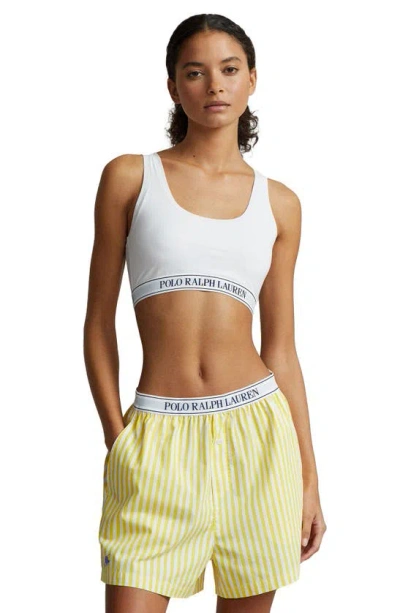 Shop Polo Ralph Lauren Cotton Boxer Pajama Shorts In Yellow Stripe