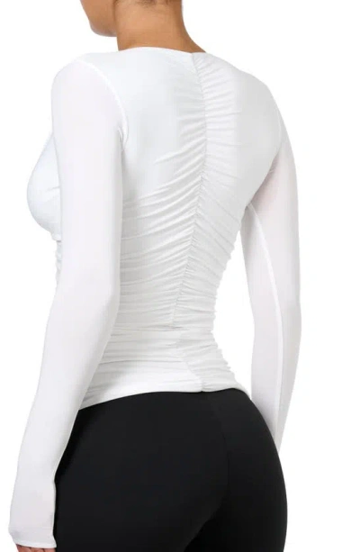 Shop Naked Wardrobe Ruched Deep V Top In White