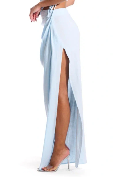 Shop Naked Wardrobe Chic High Waist Maxi Skirt In Blue Smoke