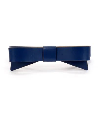 Shop Kate Spade Women's Leather Bow Belt In French Navy