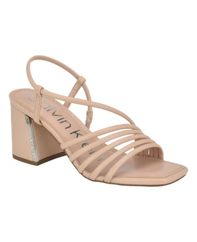 Shop Calvin Klein Women's Holand Strappy Block Heel Dress Sandals In Light Pink