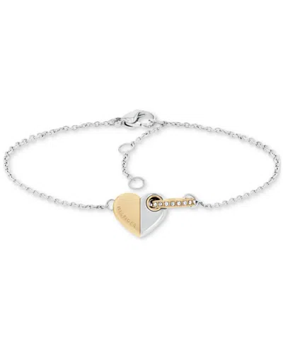 Shop Tommy Hilfiger Pave Ring & Heart Link Bracelet In Two-tone