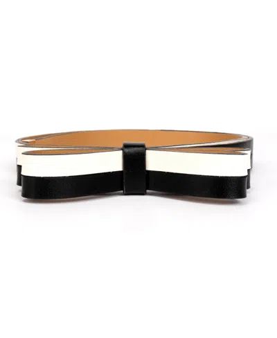 Shop Kate Spade Women's 19mm Double Leather Bow Belt In Black