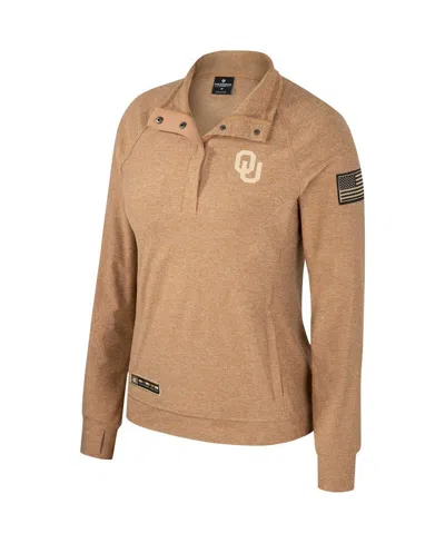 Colosseum Women's  Tan Oklahoma Sooners Oht Military-inspired Appreciation Sand Tatum Quarter-snap Ra In Tan