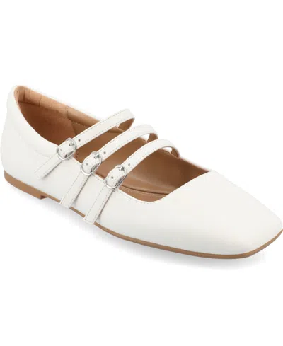 Journee Collection Darlin Multi Strap Mary Jane Flat In White