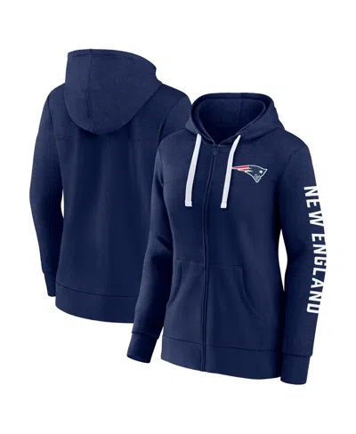 Fanatics Branded Heather Navy New England Patriots Plus Size City Ties Full-zip Hoodie In Heather Navy